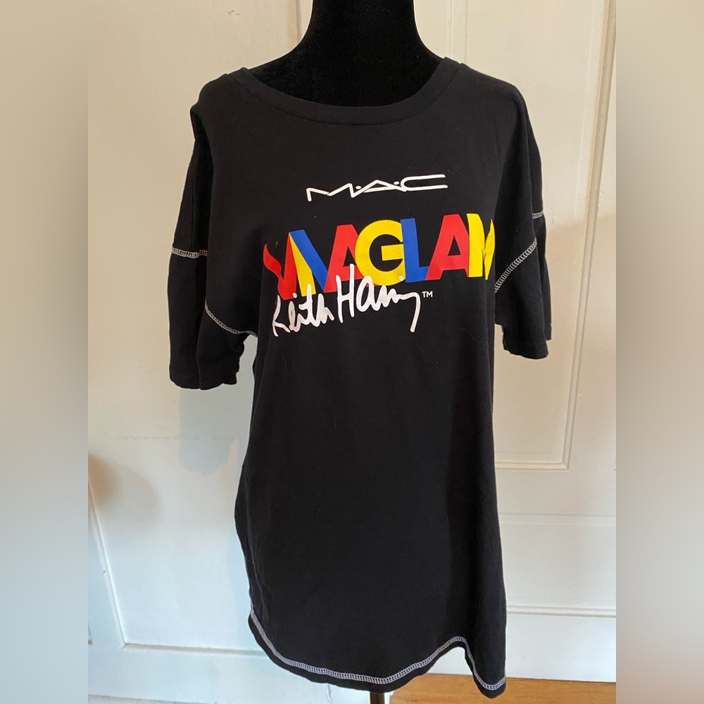 MAC Viva Glam x Keith Haring Black Short Sleeve Promotional Tee. Size M